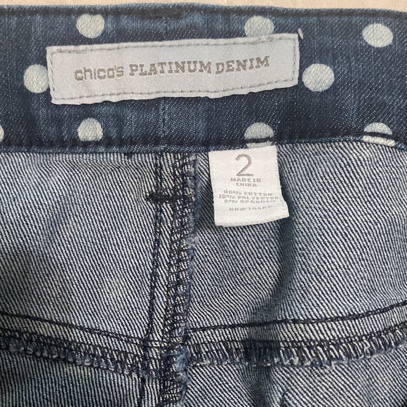 Chico's Platinum Denim Polka Dot Jeans Size 2 (12) - Picture 5 of 13